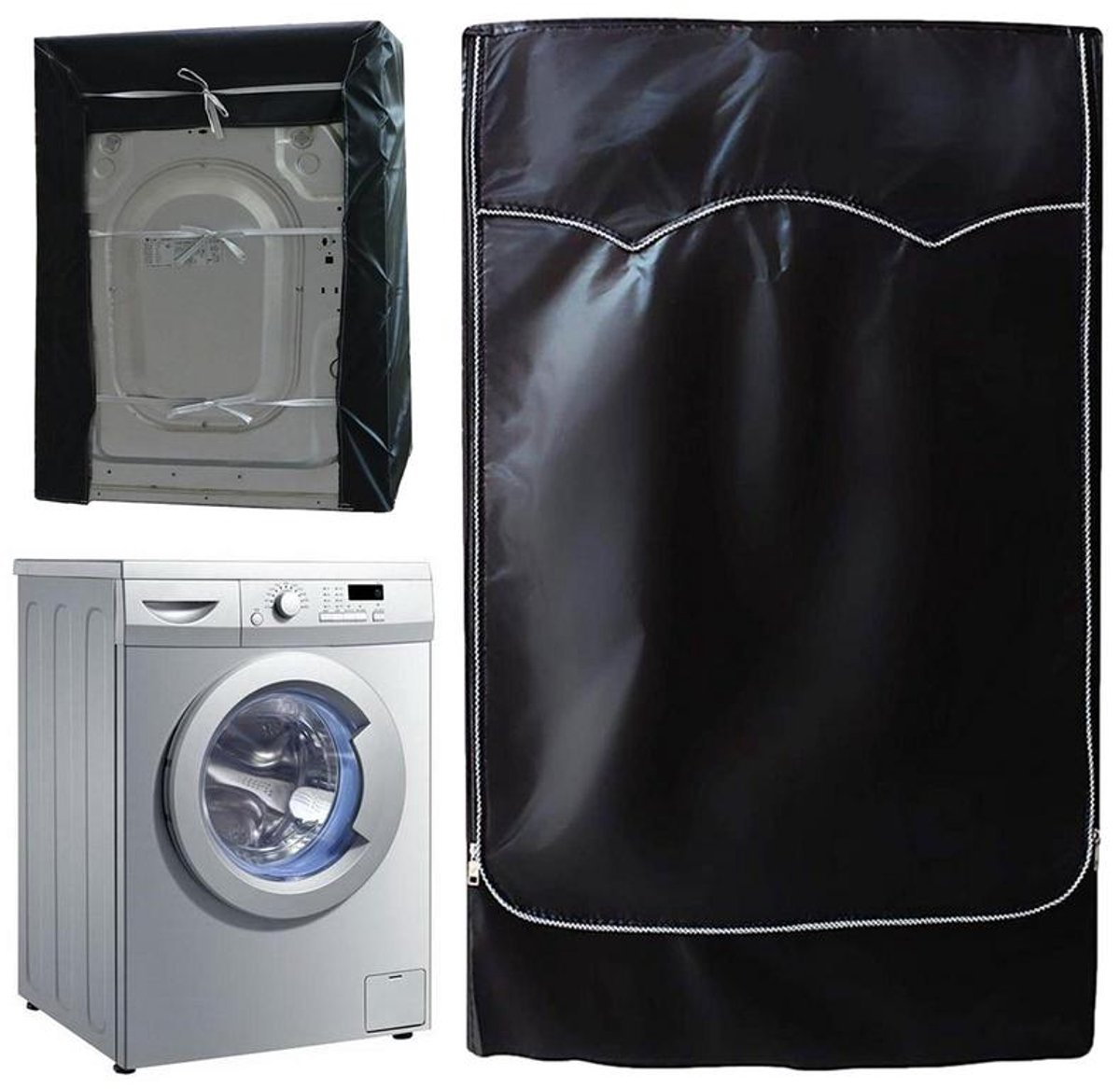 wasmachine hoes - voorlader drogerhoes - waterdicht - stofdicht - zonwerend - Geschikt voor opzet- en droogkasten buiten - geschikt voor de meeste wasmachines en drogers op de markt - 60x55x85 cm - zwart