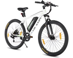 Hiland 26 Inch Elektrische Mountainbike (E-MTB) – 7 Versnellingen – 250W Motor – 36V 7.8Ah Batterij – Schijfremmen – Wit – Geschikt voor buitenactiviteiten in de lente