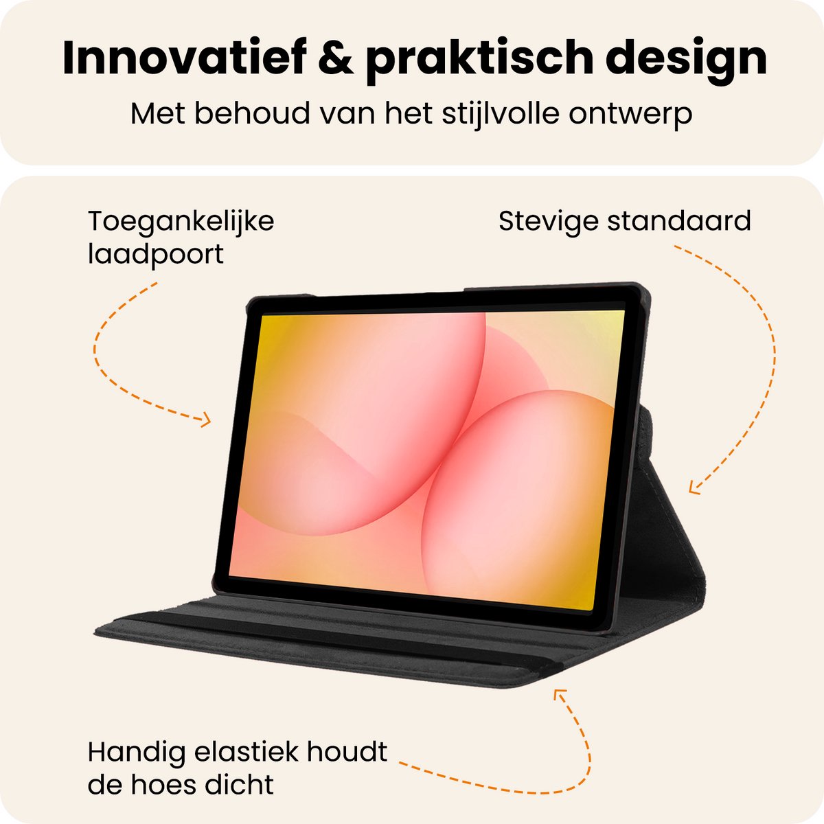 Hoesje - Geschikt voor Samsung Galaxy Tab A11 Plus - 360 Graden Draaibare Hard Cover Case - Tablet Hoes Draaibaar - Zwart — afbeelding 6