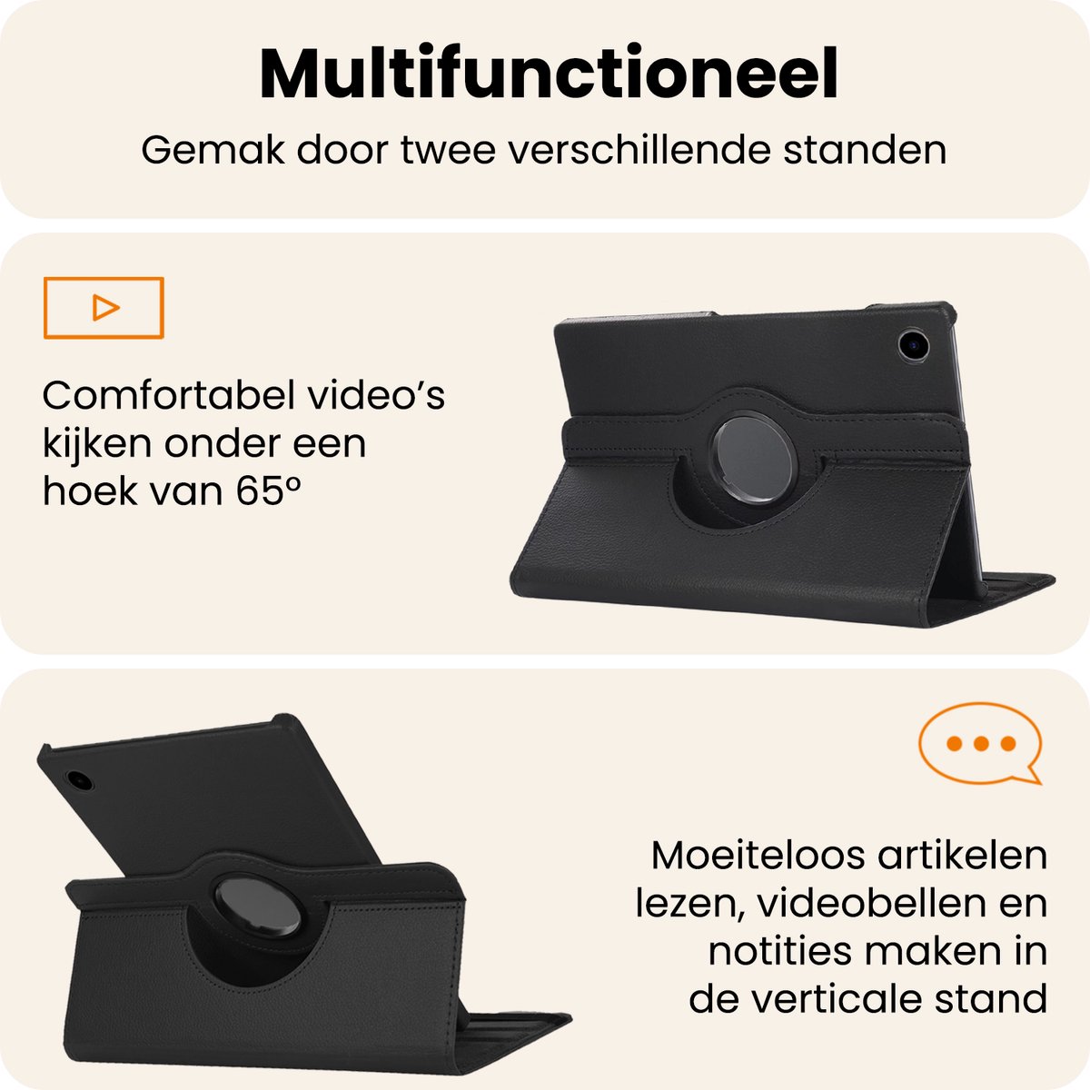 Hoesje - Geschikt voor Samsung Galaxy Tab A11 Plus - 360 Graden Draaibare Hard Cover Case - Tablet Hoes Draaibaar - Zwart — afbeelding 5