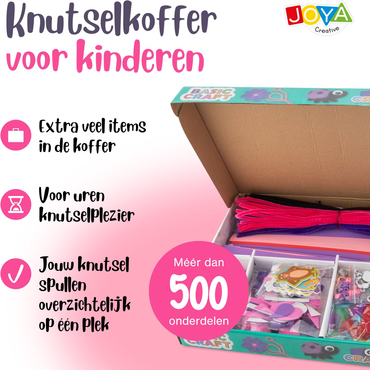 Knutselen Meisjes 500pcs - Knutselkoffer voor Kinderen - Creatief Speelgoed - Knutselpakketten - Joya Creative — afbeelding 2