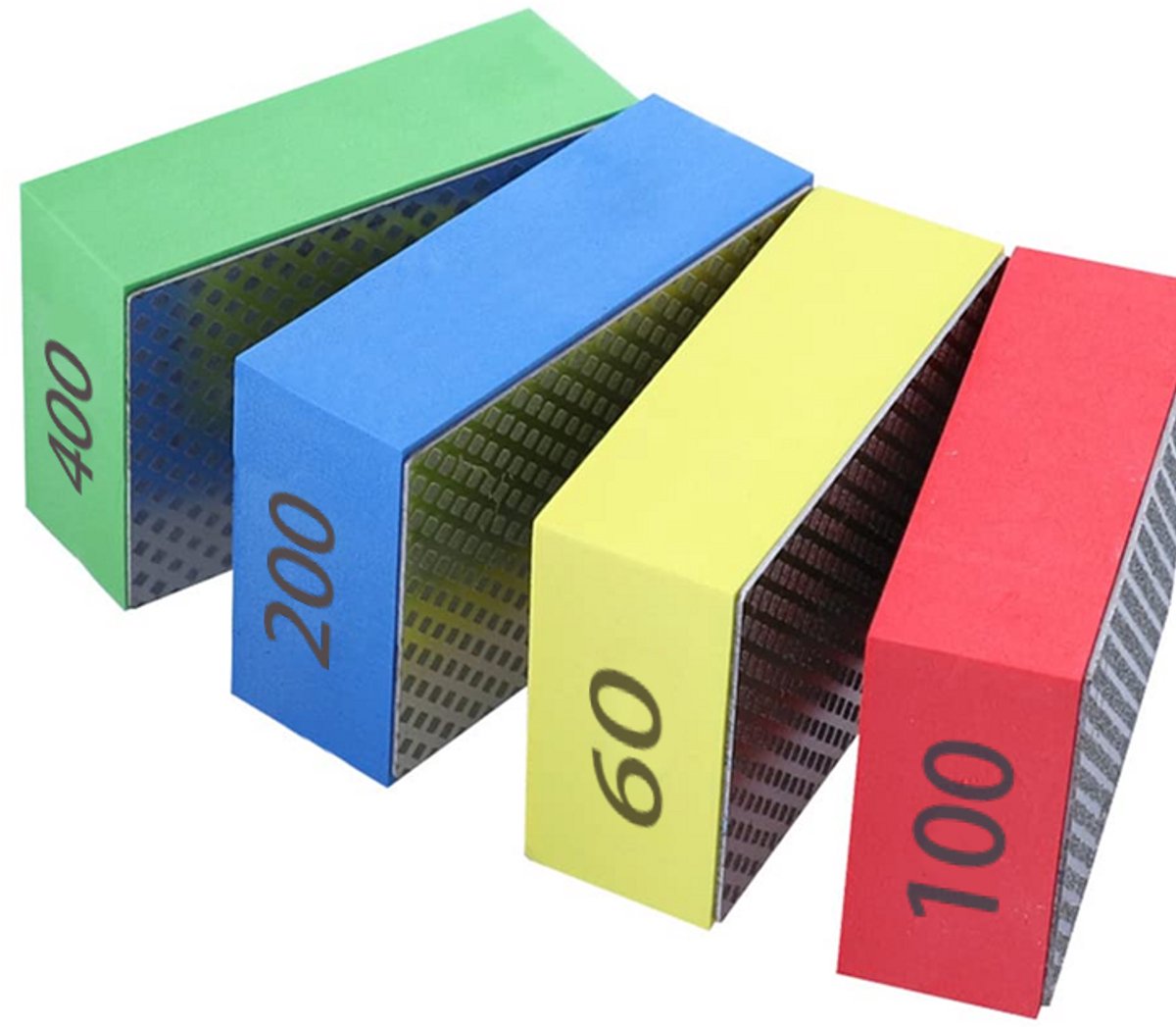 TuseRxln Schuurblok-Diamant Polijstpads-4 Korrelgroottes 60/100/200/400-Voor Steen Tegels Glas Metaal