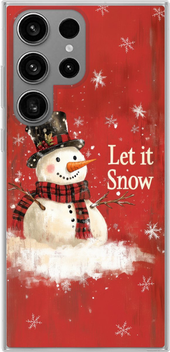Telefoonhoesje Geschikt voor Samsung Galaxy S23 Ultra hoesje - Sneeuwpret - Winter - Sneeuwpop - Siliconen Telefoonhoesje Telefoonhoesje