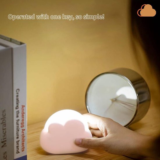 Slaapkamer wolken nachtlicht - schattig kinderbed koplamp - kinderen draagbare USB oplaadbare LED-batterij - kamer decoratie - Kawai verjaardagscadeau -9.4*7.8*3.6cm-Wit van Merkloos — afbeelding 3