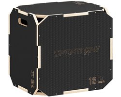 Houten Plyobox - Springbox met Gladde Hoeken - Plyo box met Handgrepen - in Hoogte Verstelbaar - Jump Box - Plyo Boxen - Fitness Box - Fitness Kist - Crossfit Box - Krachttraining - Fitness - 51/48/41 cm -Zwart