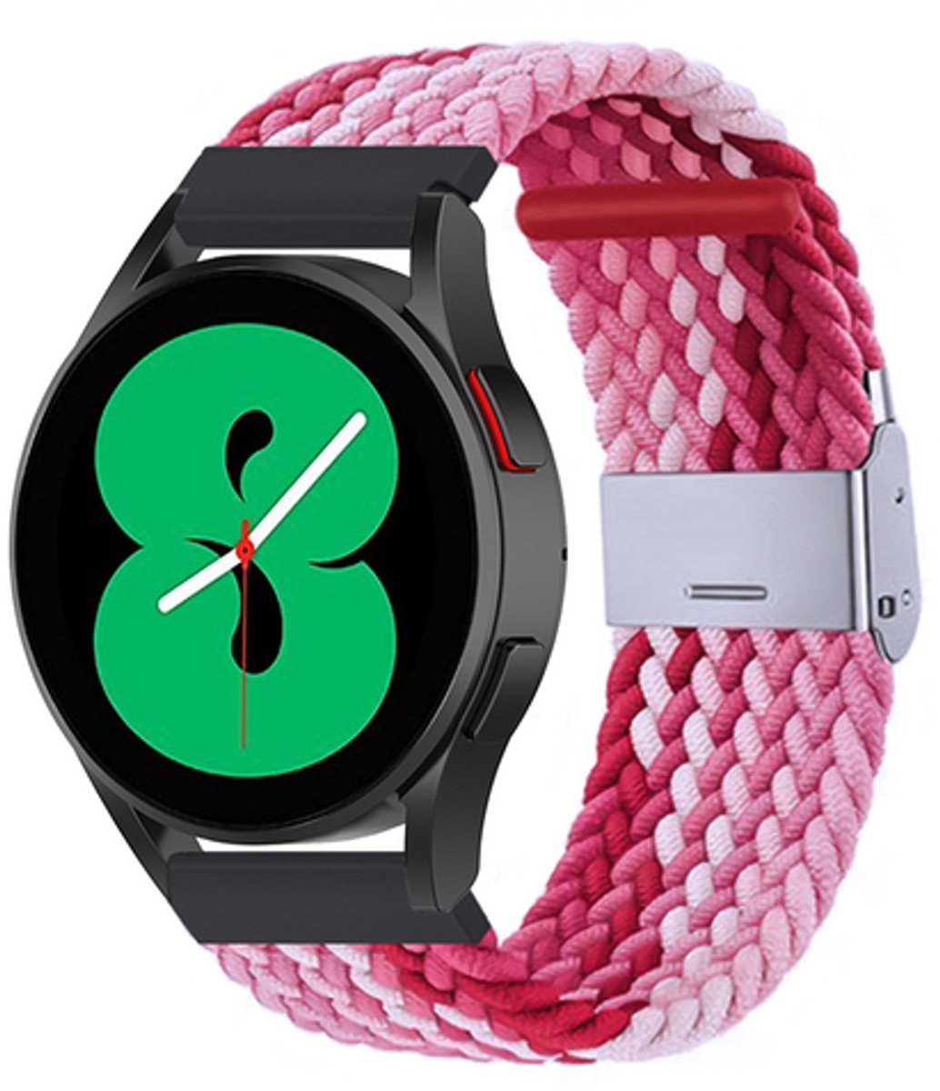 By Qubix - Braided nylon bandje - Roze gemêleerd - geschikt voor Huawei Watch 5 - 46mm