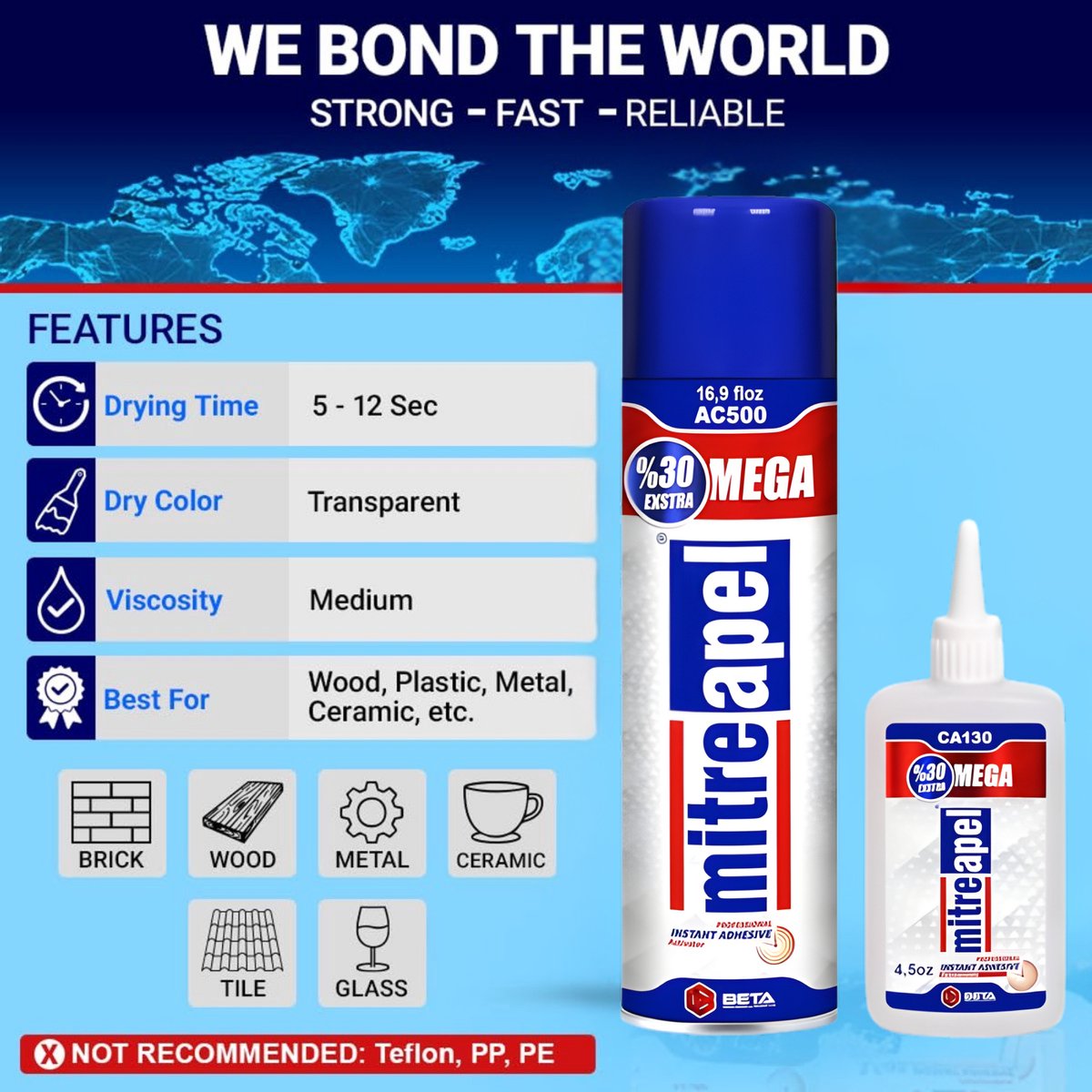 Mitreapel Secondelijm met Activator – 500 ml – 1 stuk – Superlijm – Sterke Secondelijm – Snelle en Betrouwbare Reparaties in Seconden - Twee-componentenlijm - Super Glue Instant Adhesive with Activator — cadeau in Cadeau-ideeën - foto 6