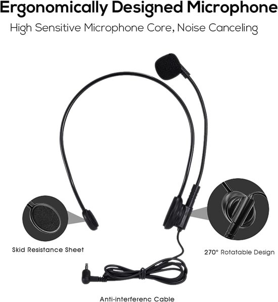 MELVRA Stemversterker - Draagbare Bluetooth Luidspreker - 15W - 2000mAh Accu - Mini Stemversterker - Inclusief Microfoon Headset - Oplaadbaar - Voor Leraren, Gidsen & Vergaderingen van Merkloos — afbeelding 5