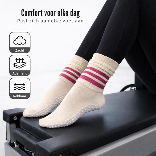 Yoga Sokken Set van 3 - Antislip - Hoog - Laag te Dragen - One Size - Pilates - Fitness Sokken — afbeelding 2