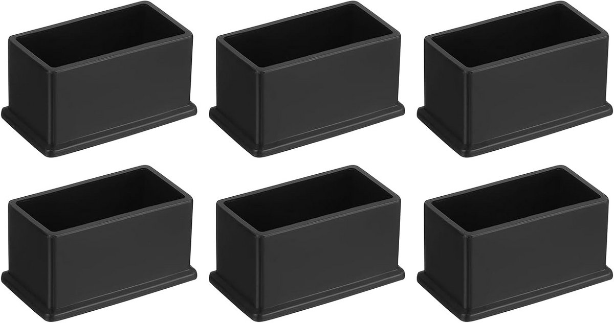 Vierkante Stoelpootdoppen - Meubelglijders Beschermers - Vloeren Beschermen - Geluidsreducerend PVC - 50 x 25 mm - Zwart