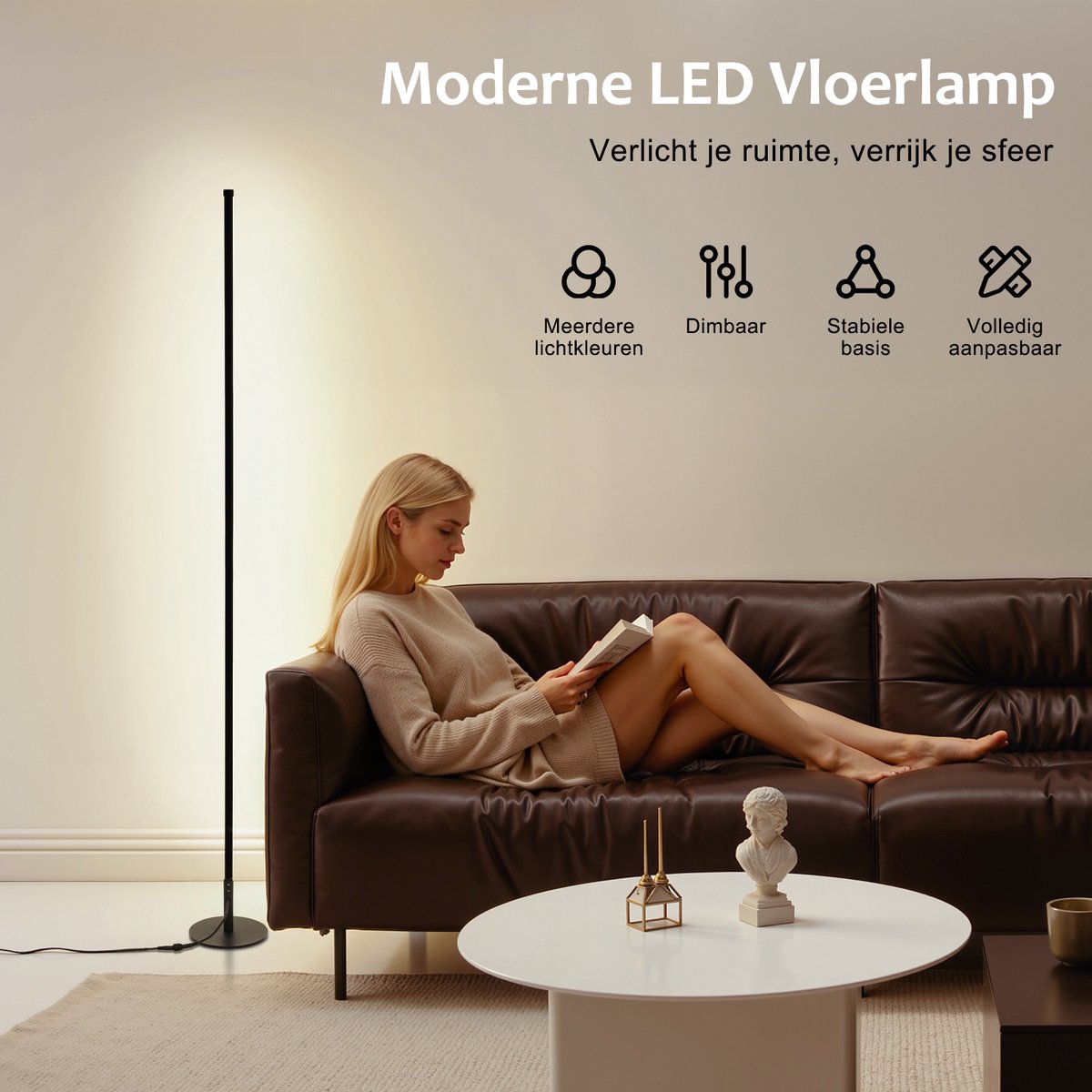 Lopoleis LED vloerlamp dimbaar en 350° draaibaar thumbnail 3