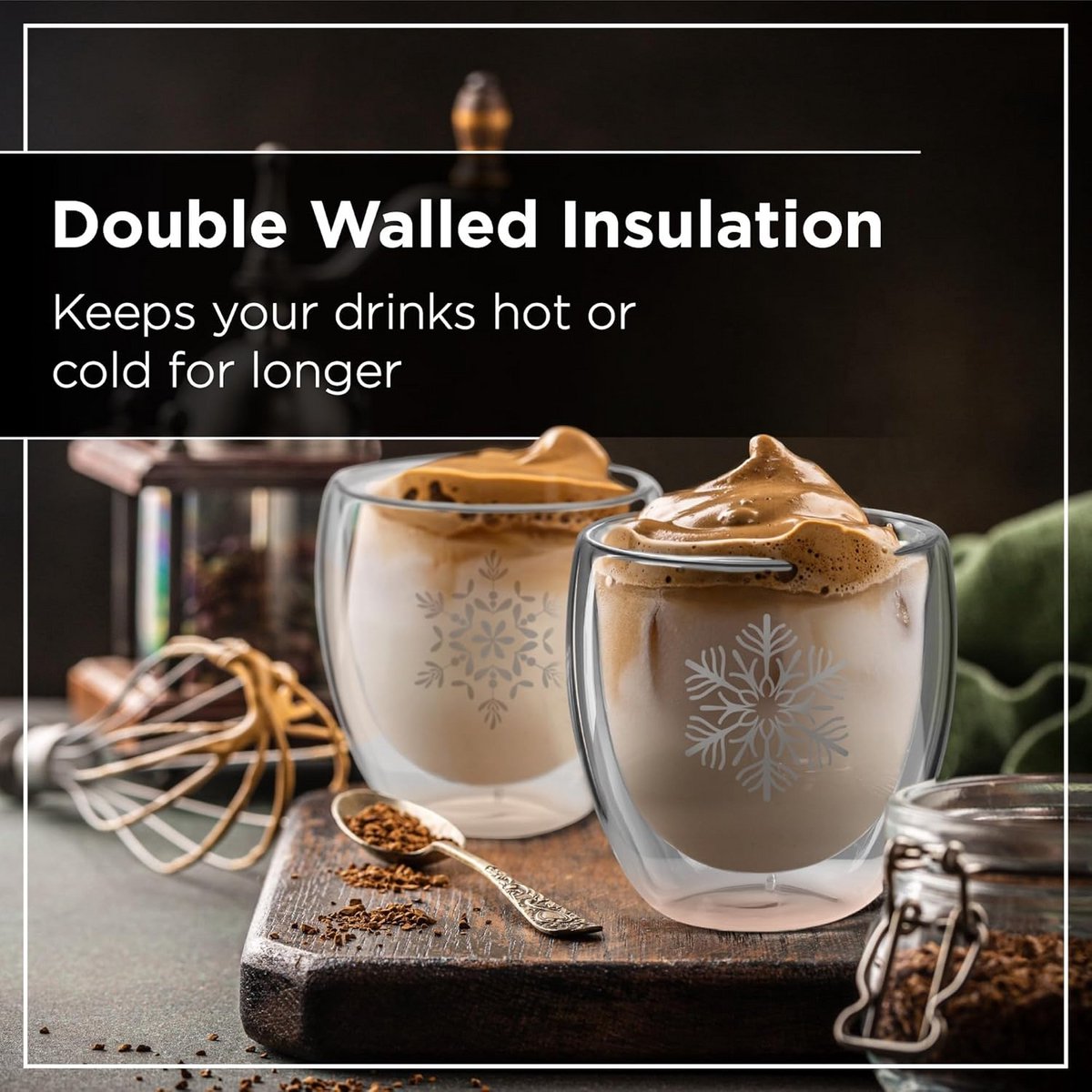 Set van 4 Dubbelwandige Glazen voor Warme Dranken en Glühwein (220ml) — cadeau in Kookcadeaus - foto 5
