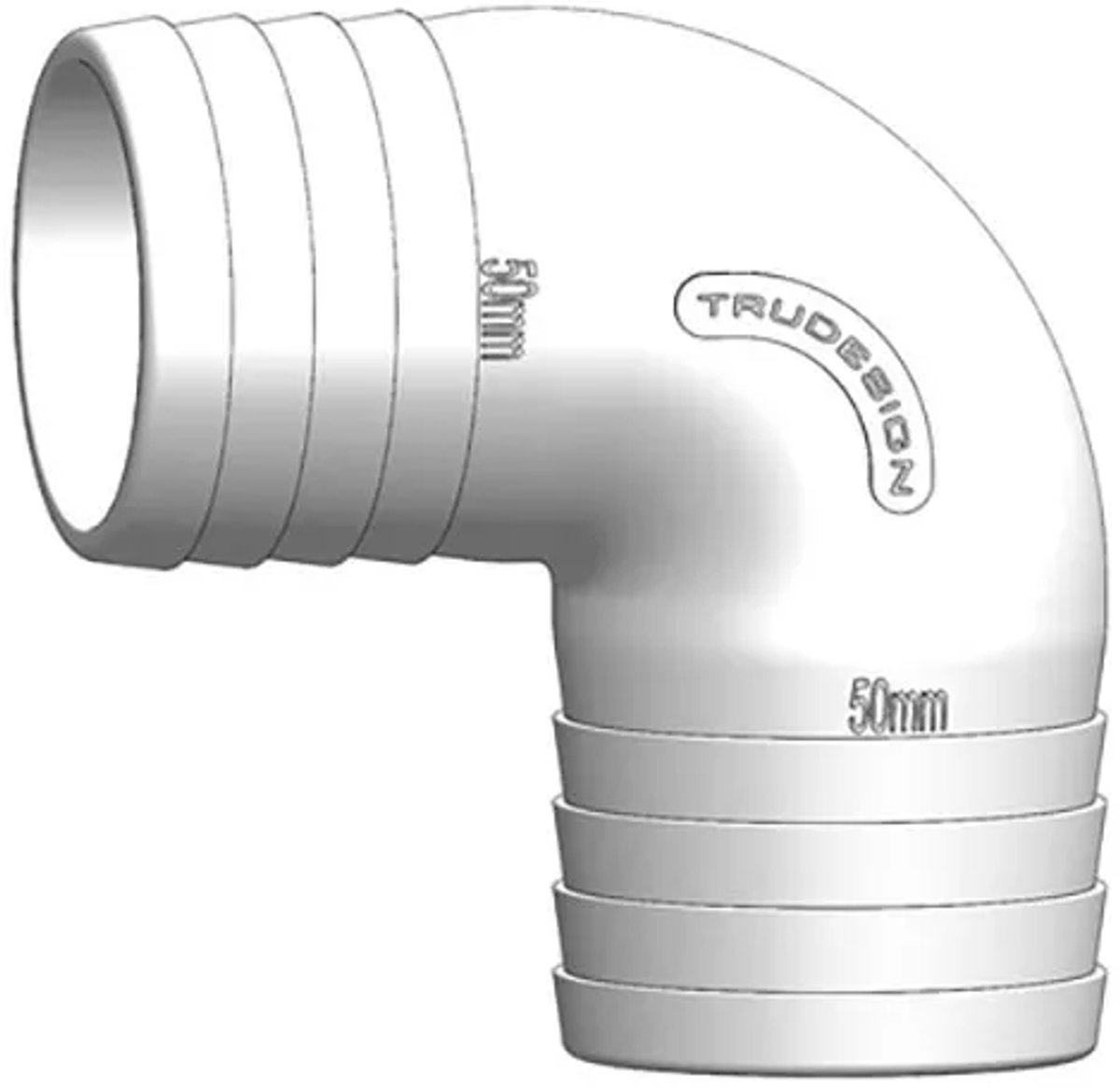 Trudesign Nylon 90º Connector Zilver 50 mm