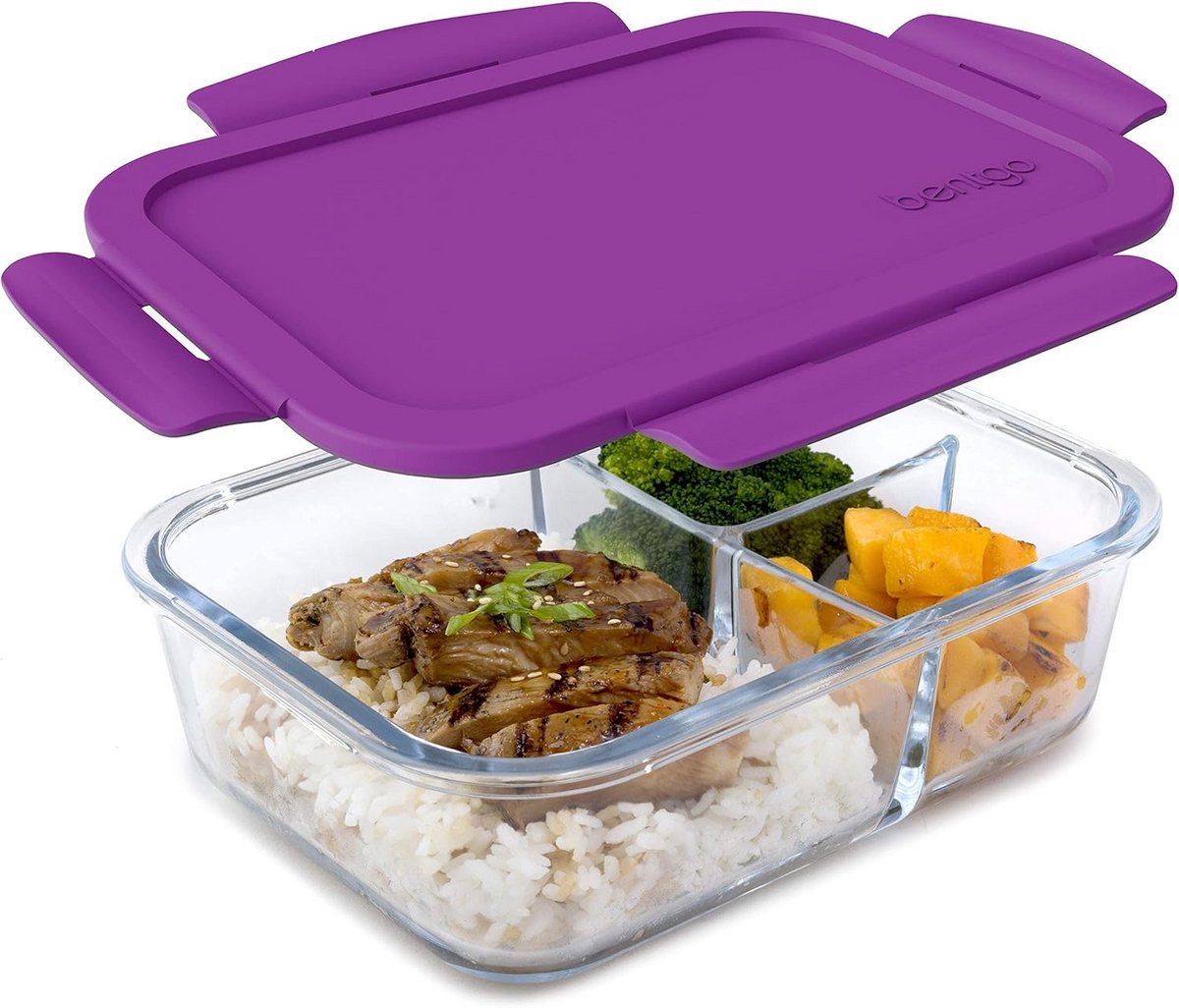 Glazen Lunchbox met Drie Vakken - Lekvrij en Ovenbestendig