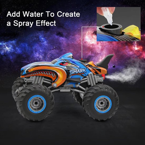 Bestuurbare Auto - RC Stunt Auto met Rook, Licht & Geluid - 4WD Monstertruck 360° Drift - Met Handgebaren Besturing - 20 km/u - 1:16 - Blauw van Merkloos — afbeelding 4