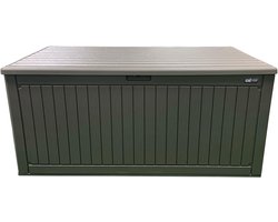 AXI Mike Opbergbox 1000 Liter – Kunststof Tuinbox – 1000 Liter – Bruin – Kussenbox met bodem Met Gasveren – Weerbestendig – 177 x 82 x 83 cm