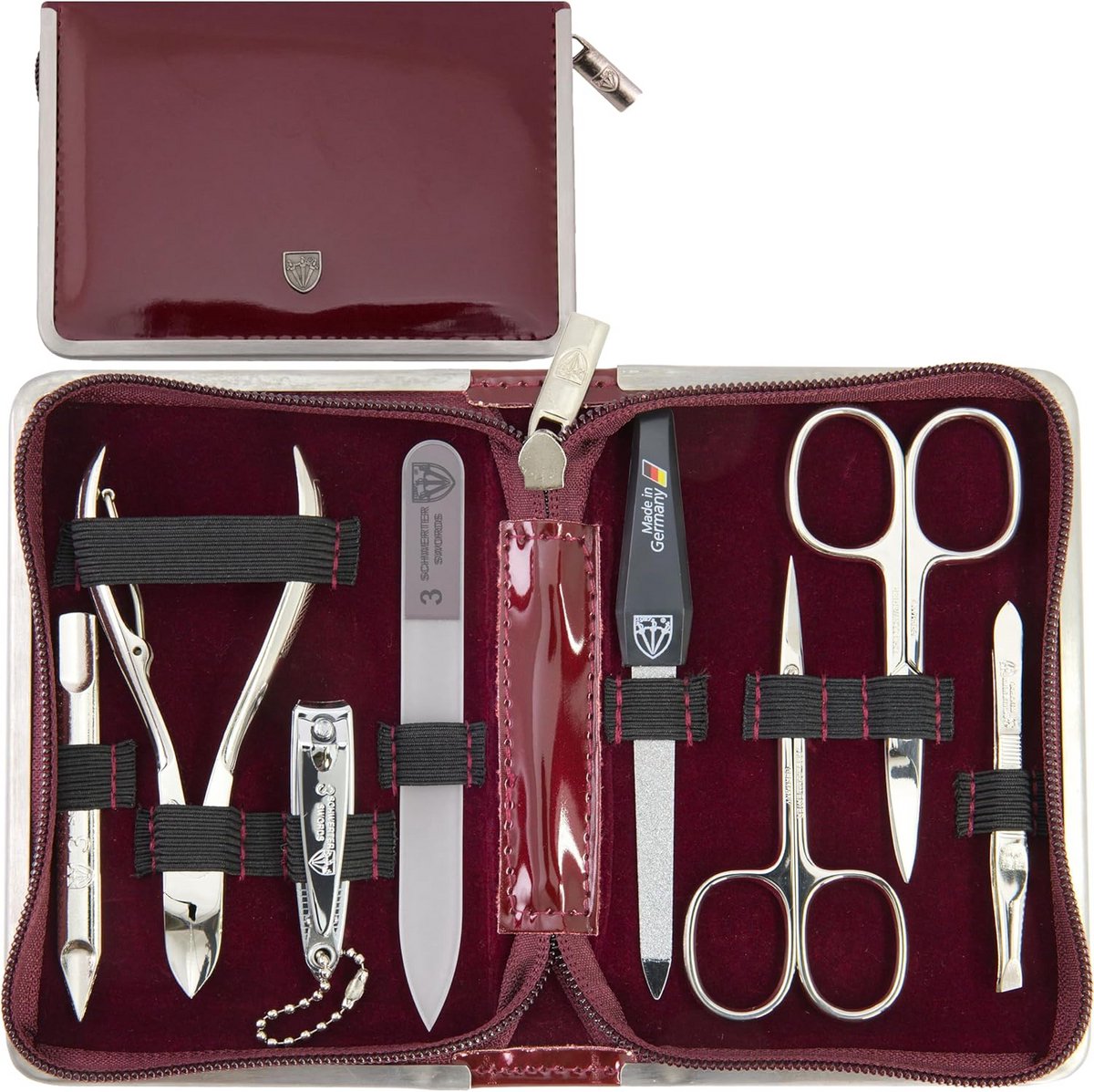 Manicure set 8-delig wijnrood kunstleer - Complete set voor perfecte nagelverzorging