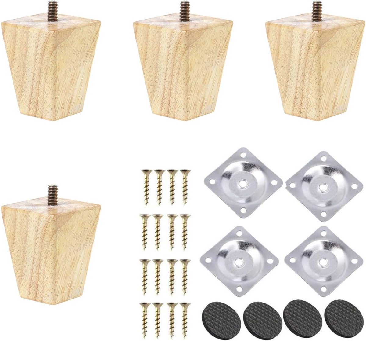 Set van 4 houten meubelpoten 6 cm voor meubels