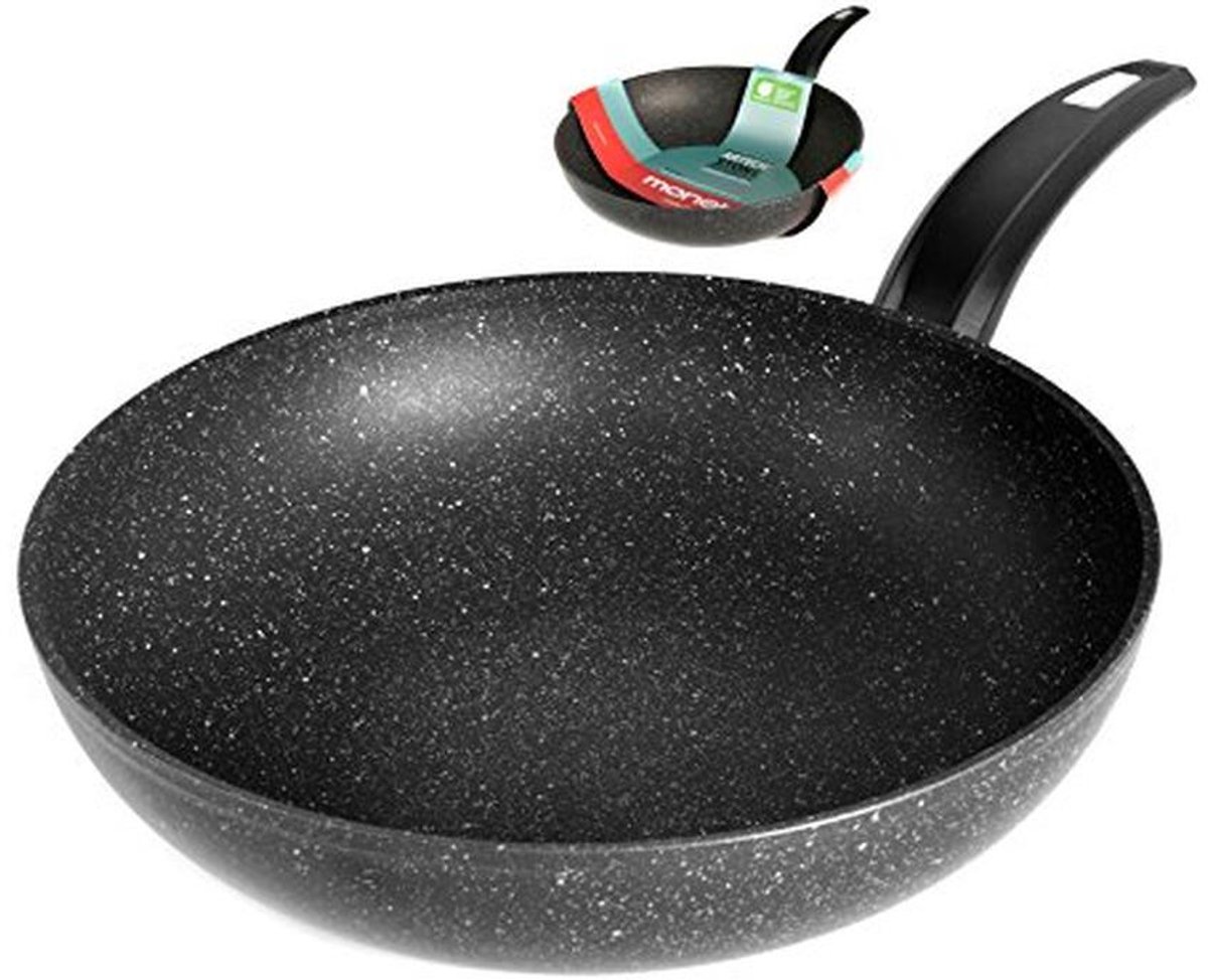 Wokpan 28 cm, aluminium met antiaanbaklaag voor vetarm koken