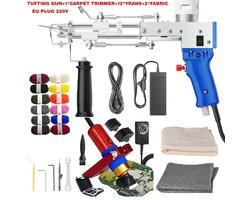 LabelOne Tufting Gun - Tufting - Borduurmachine - Starterspakket - incl. tapijttrimmer - 360 graden draaibare handgreep - blauw
