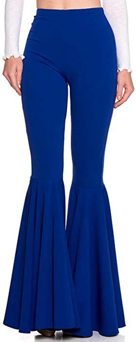 Hoge Taille Flare Broek voor Vrouwen - Effen Kleur en Modieuze Geplooide Bell Bottoms