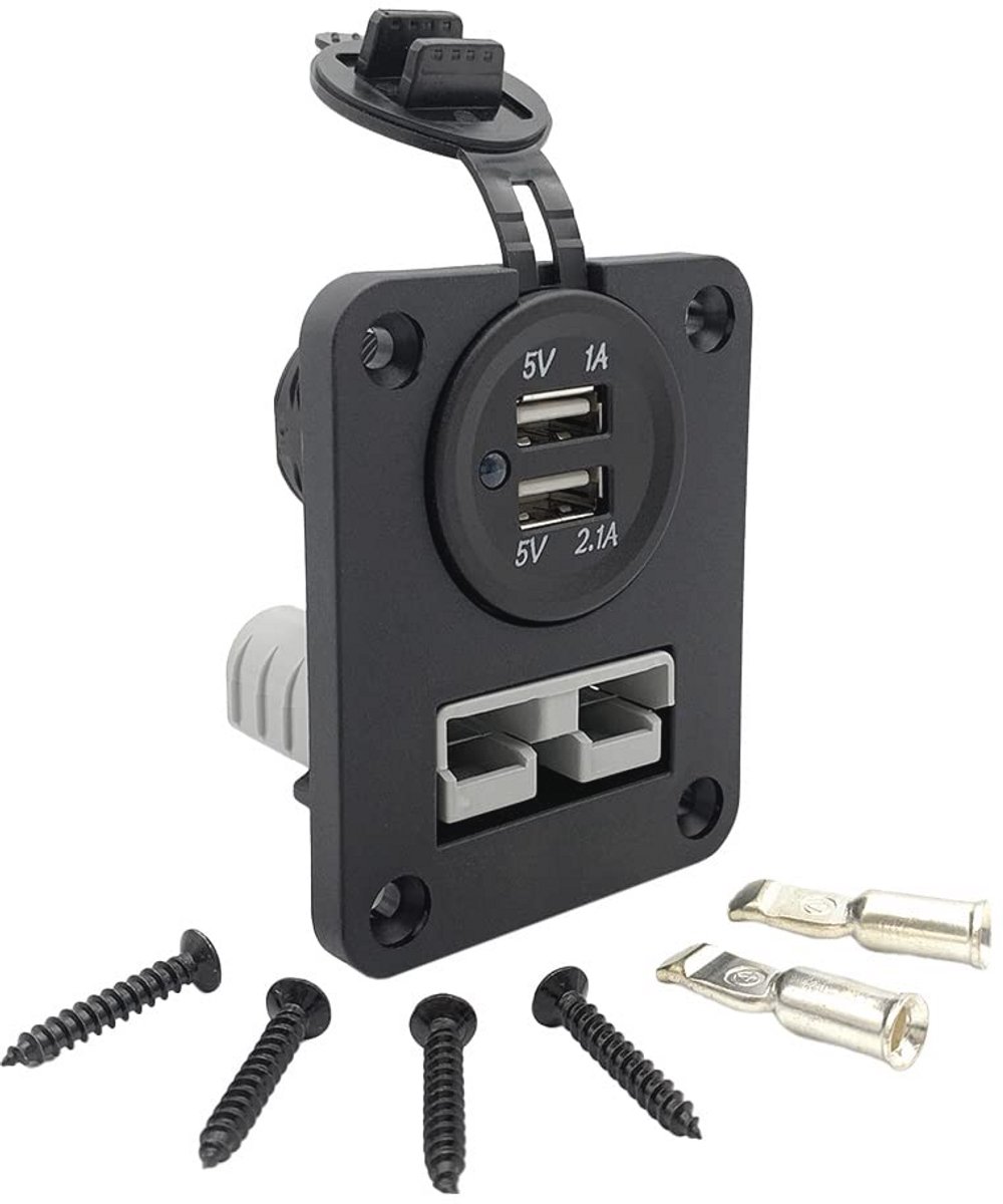 Inbouwframe met USB-stopcontact voor SB50 Anderson connector
