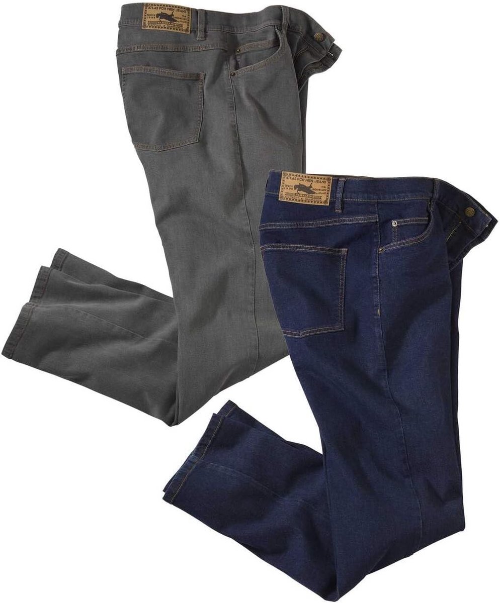 Set van 2 Heren Jeans Regular Fit Stretch Broeken - Verkrijgbaar in Grote Maten