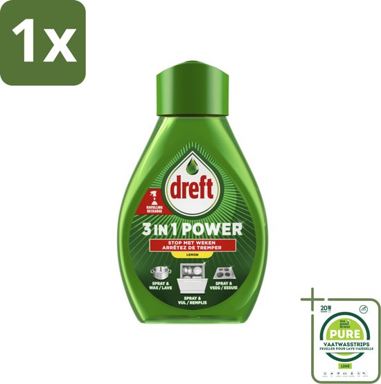 1 x Dreft - Afwas Spray - 3-in-1 Power Citroen - Navulverpakking - 500 ml - Dreft - Navulling - Vaatwasser - Schoonmaak - Keukenreiniger