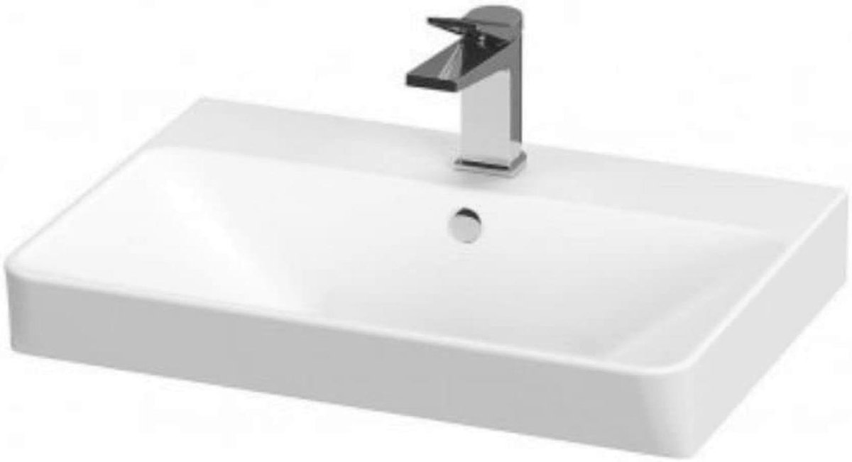 Vierkante Keramische Wastafel 56 x 40,5 cm met Centrale Kraangat - Ideaal voor Badkamer