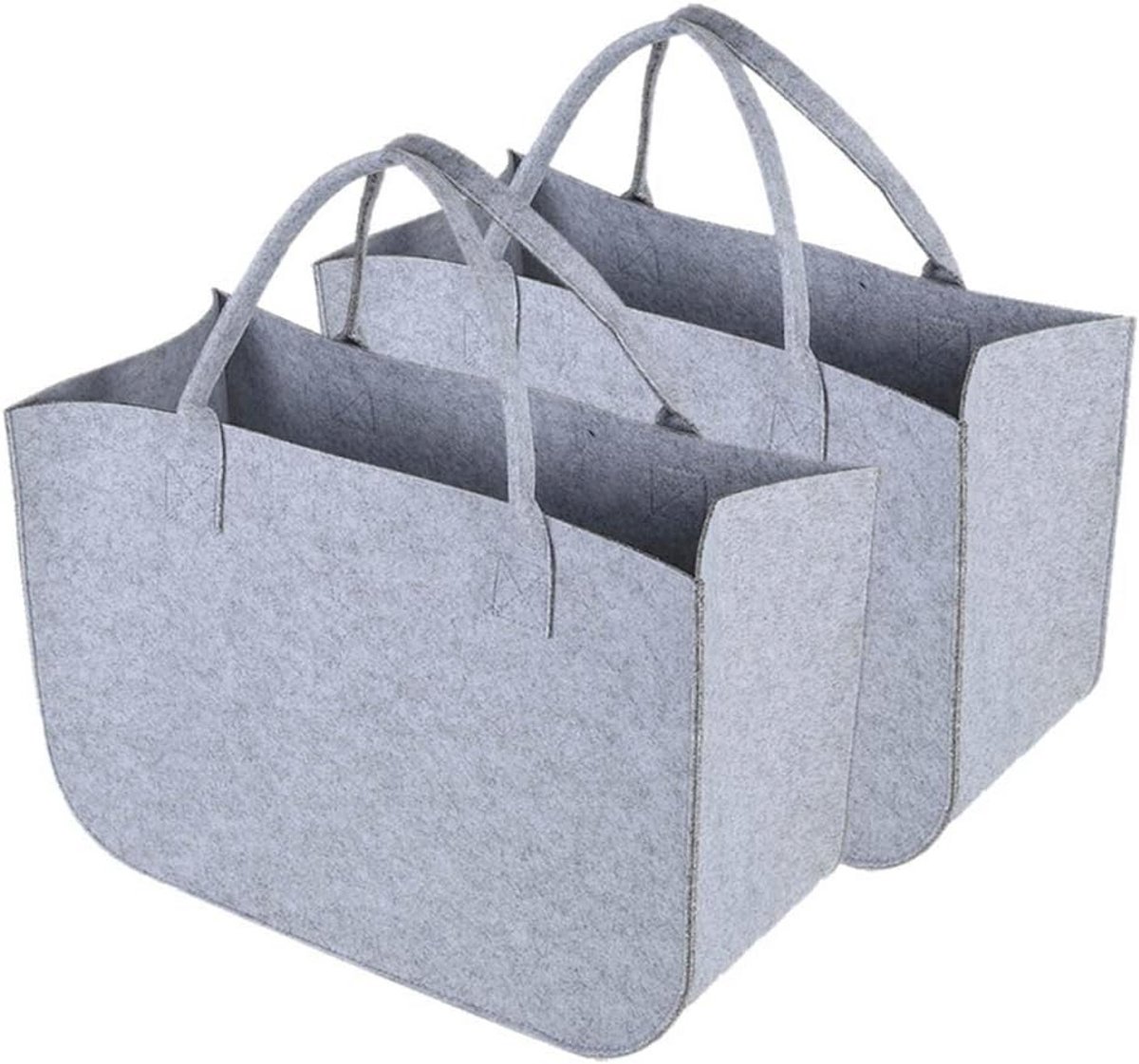 Grote grijze boodschappen- en opbergtas 2-pack