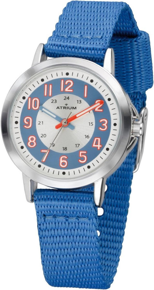 Kinderhorloge Analoog Jongens Leerhorloge Helder Afleesbaar met Blauwe Nylon Band