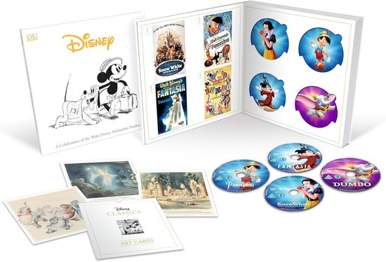 Disney Classics set met DVD's van klassieke animatiefilms, inclusief vier art cards.