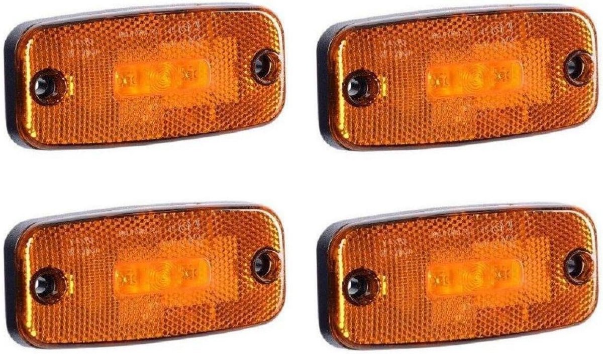 4x Oranje Barnsteen Markeringslichten voor 12V en 24V Voertuigen - Veiligheid en Zichtbaarheid