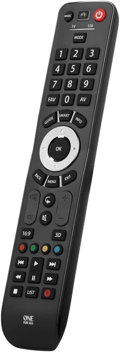 Universele afstandsbediening voor TV en ontvanger met leerfunctie