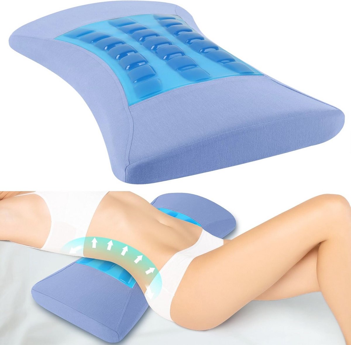 Ergonomisch Lendenkussen met Koelgel en Traagschuim voor Bed, Kantoor en Auto