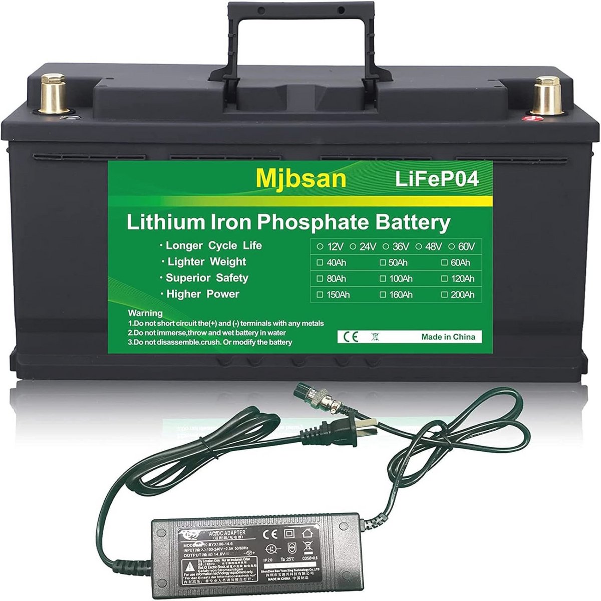 12V 100Ah Lithium-IJzerfosfaat Dieptecyclus Batterij met BMS voor Camper, Zonneboot en Golfkar