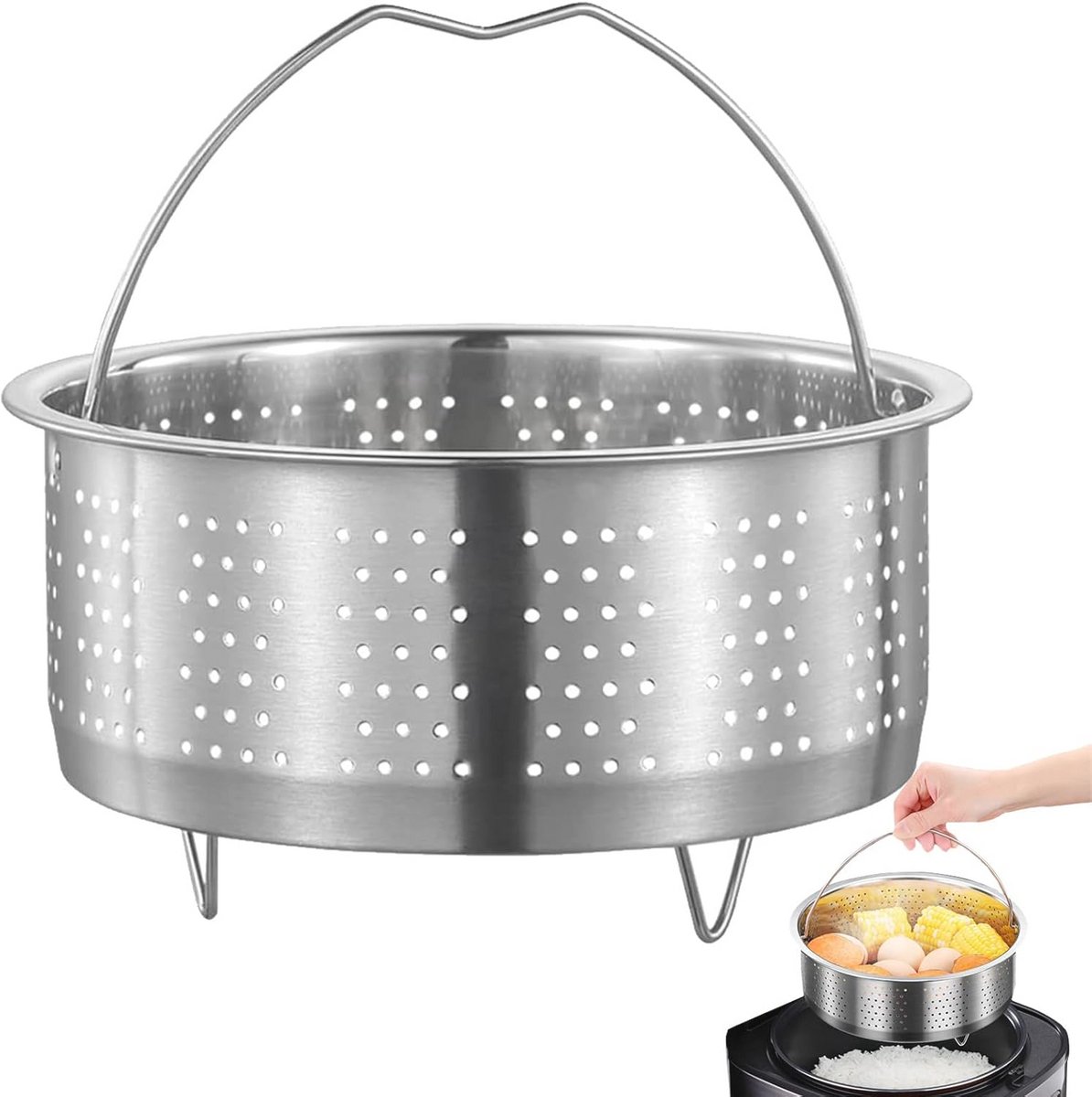 Roestvrijstalen stoompan voor groenten fruit en eieren 17 5 cm