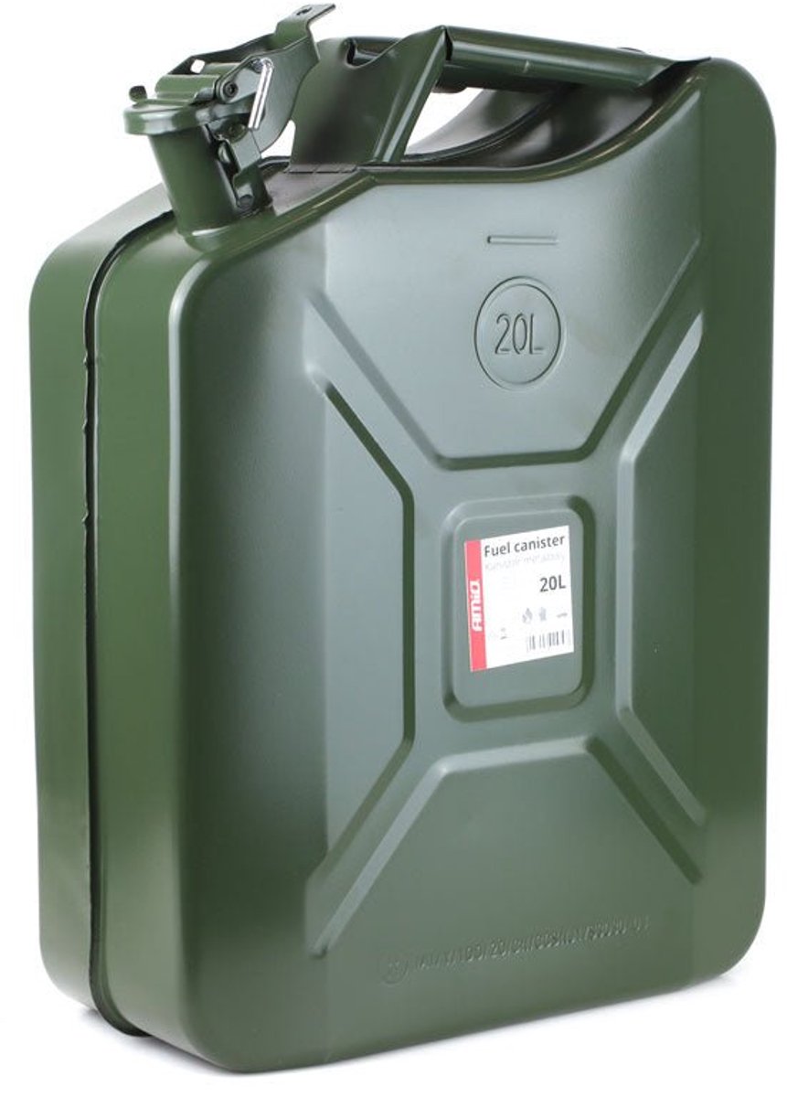 AMiO Metal Jerrycan 20L – UN-Gecertificeerde Metalen Brandstofcan Groen - Stalen Noodopslag Emergency Fuelcan Diesel Benzine