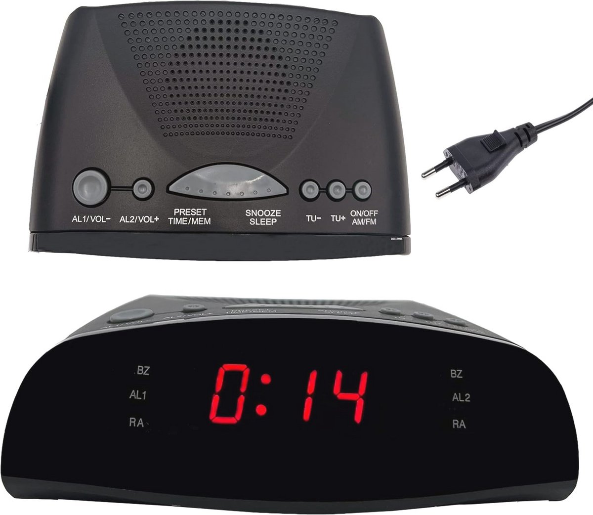 Digitale wekker met LED-display, dubbel alarm en FM-wekkerradio