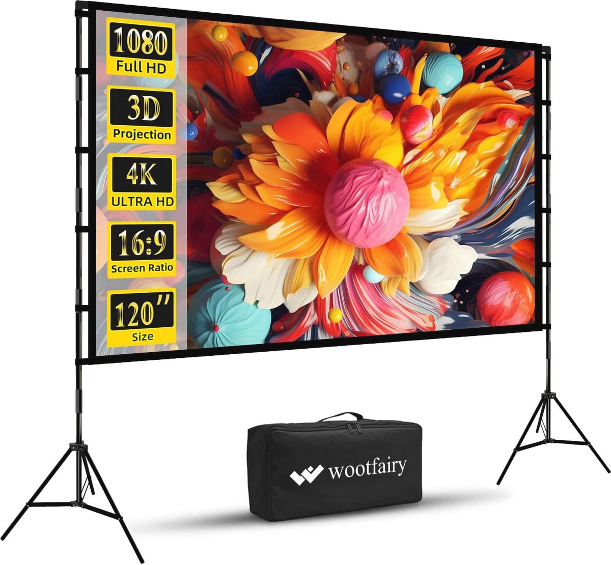 120 inch projectiescherm – Draagbaar en opvouwbaar filmscherm voor binnen en buiten