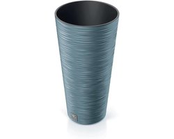 Ronde Houten Graan Look Bloempot voor Binnen en Buiten - 30 cm D x 57.5 cm H - Scandinavisch Design