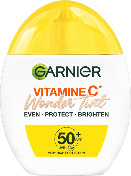 Garnier Vitamine C* Wonder Tint SPF 50+ licht - Beschermt & Laat stralen - getinte fluid met lichtgewichte dekking - 40ml