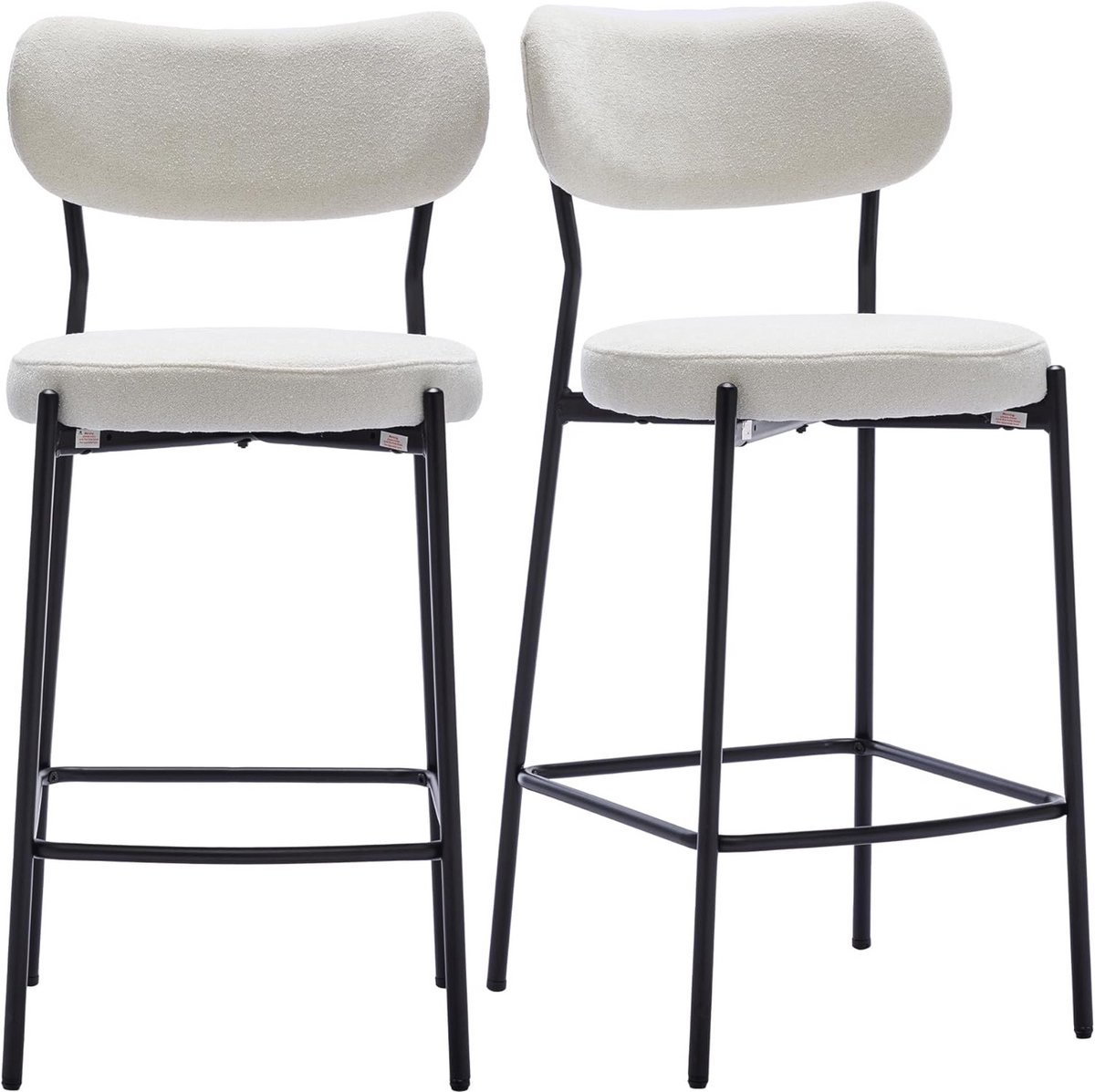 Set van 2 Okerkleurige Barkrukken met Rugleuning - Bistro- en Keukenstoelen