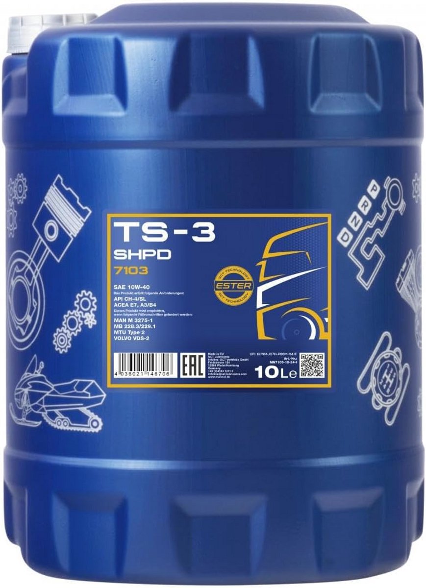 SHPD 10W-40 Motorolie - Geschikt voor Auto's, Vrachtwagens en Motorfietsen, 10 Liter