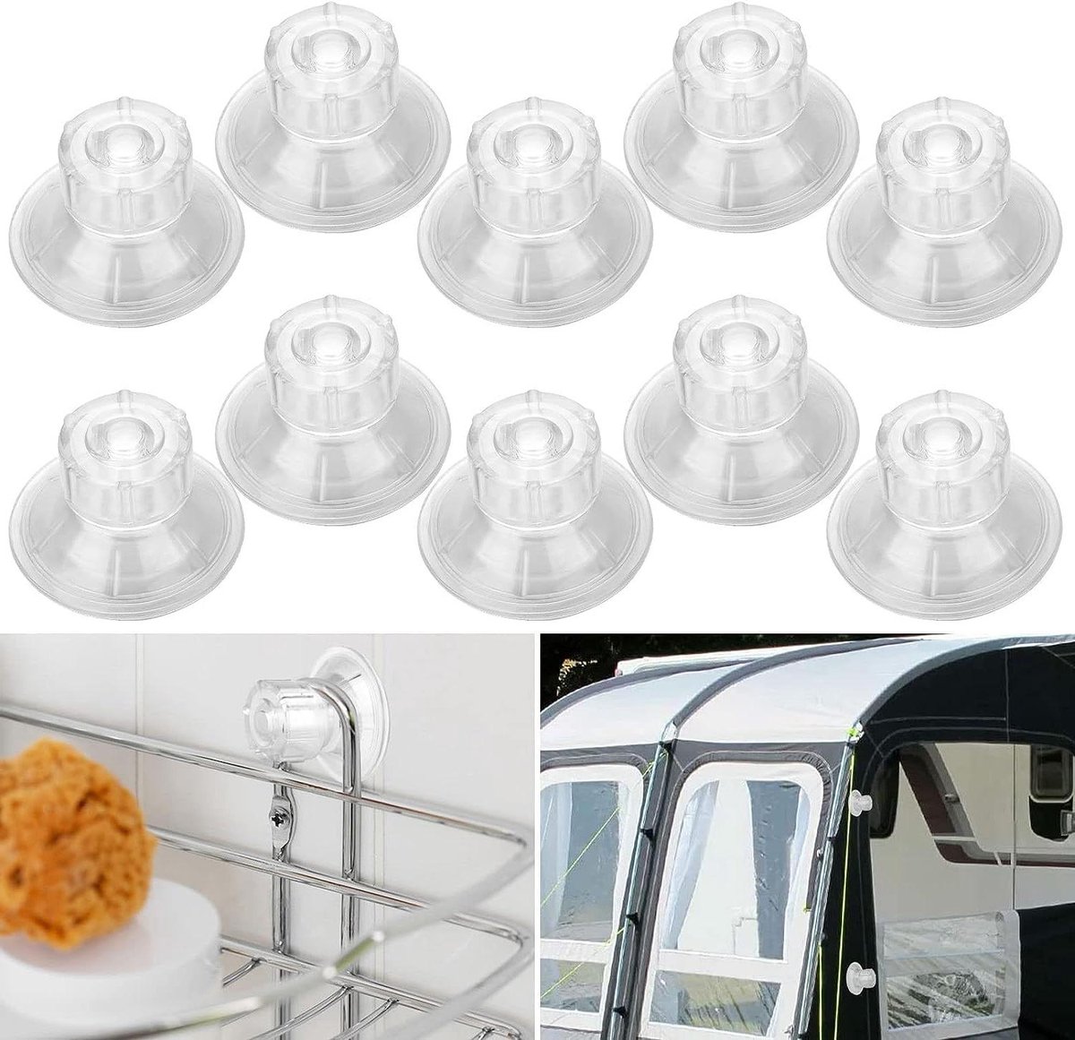 Allecta - Zuignappen voor Campervan, Voortenten, Auto, Campingzeil, Hangend - Set van 10 stuks