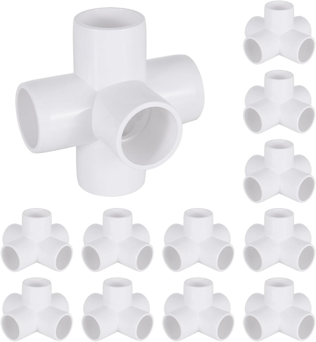 5-weg PVC pijpmontage 3/4 inch - Meubelkwaliteit buisconnector voor doe-het-zelf projecten, 12 stuks