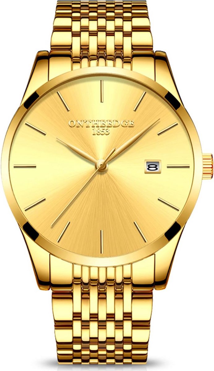 Dun Herenhorloge Analoog RVS Met Kalender - Waterdicht Business Polshorloge