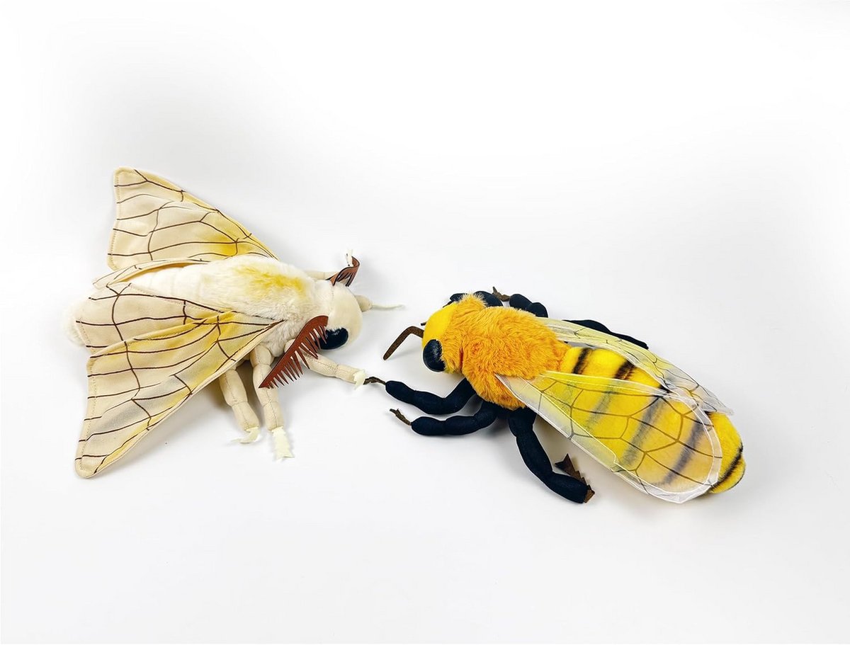 Pluche insectenspeelgoed set: realistisch mot en bij knuffels voor kinderen