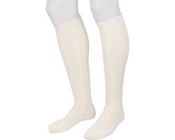 Piarini Klederdrachtkniekousen voor heren, kniekousen, met vlechtpatroon in landelijke stijl, gemêleerd, wit-naturel, 39-42, 43-44, 45-46, 47-48