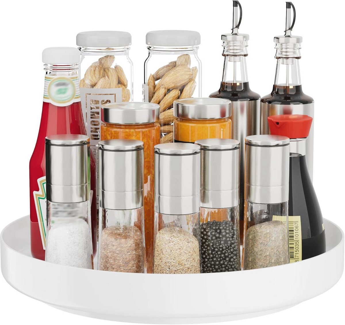 Ovicar Lazy Susan Cabinet Organizer - metalen draaitafel luie Susan voor keuken kruidenrek voorraadkast badkamer aanrecht koelkast tafel opslag, 11 inch, wit